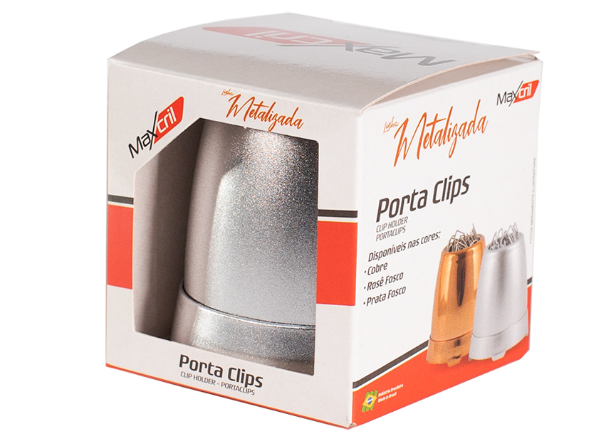 PORTA CLIPS - METALIZADO PRATA