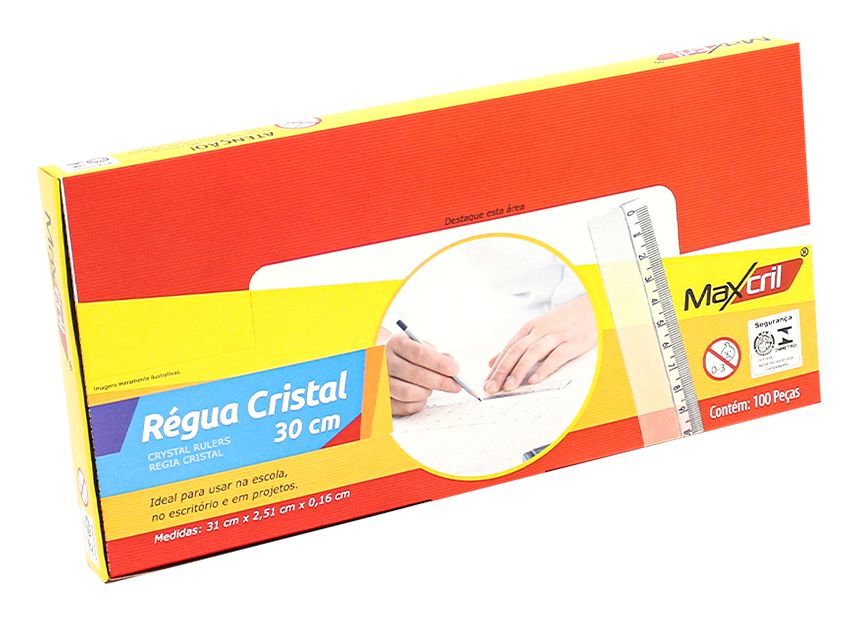 RÉGUA CRISTAL 30CM - COM 100UN. 