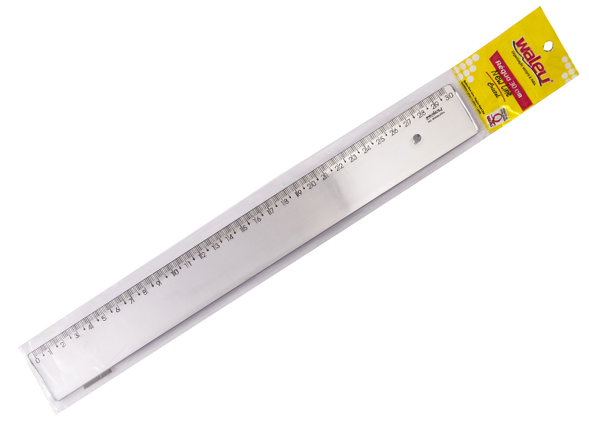 REGUA 30CM - NEW LINE PRATA METALIZADA