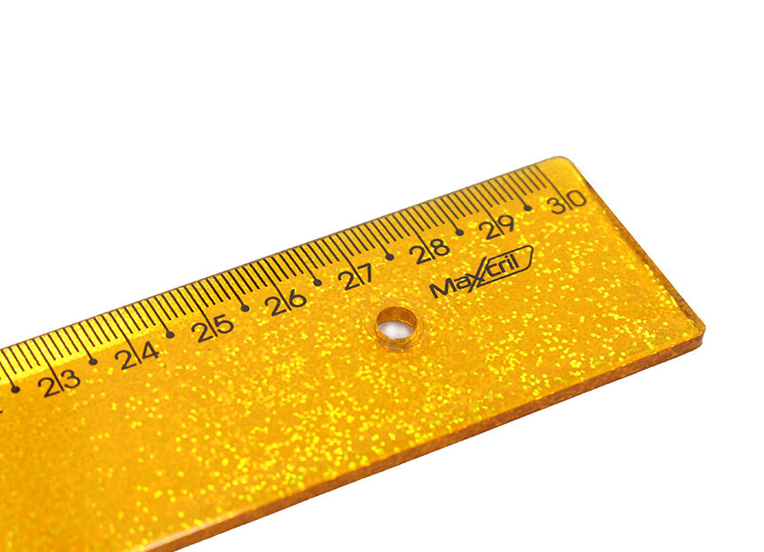 REGUA DE 30 CM NEW LINE HOLOGRÁFICA GLITTER LARANJA