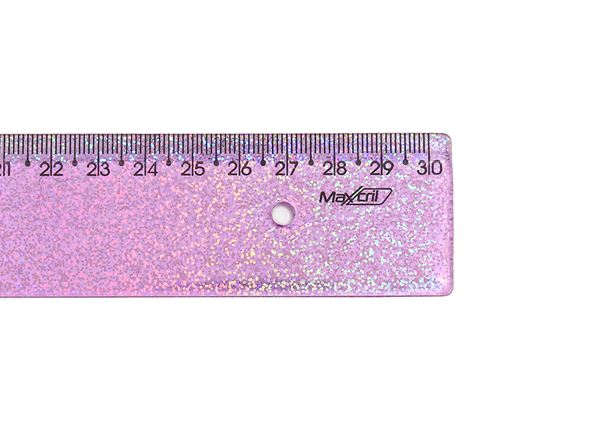 REGUA DE 30 CM NEW LINE HOLOGRÁFICA GLITTER LILÁS
