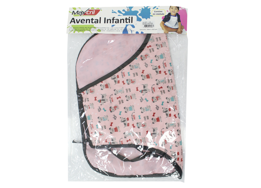 AVENTAL ESTAMPADO CACHORRINHOS ROSA