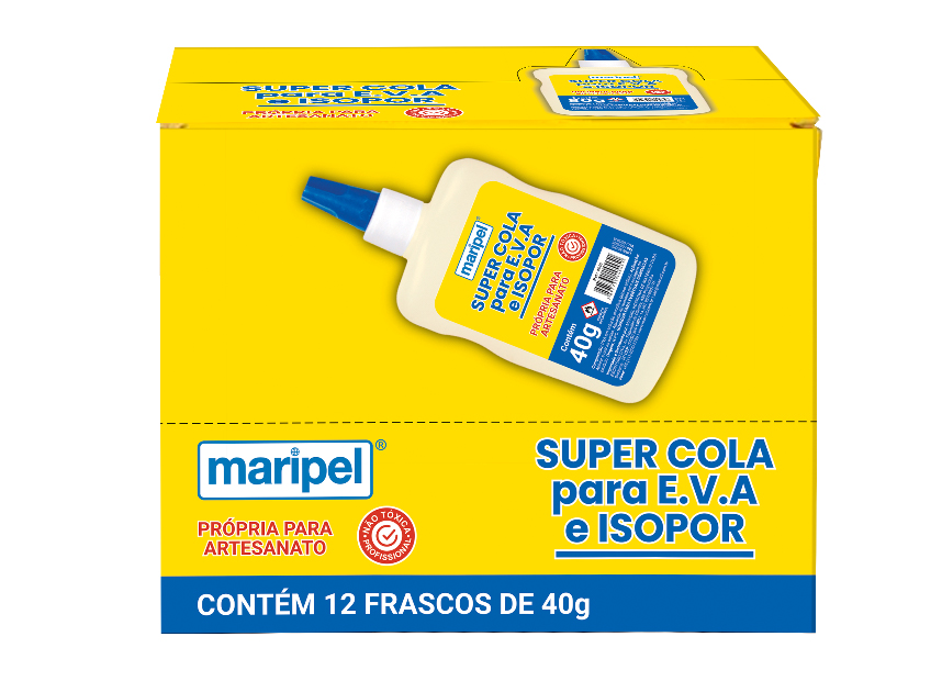 SUPER COLA PARA E.V.A. E ISOPOR - DISPLAY C 12 UNIDADES - MARIPEL