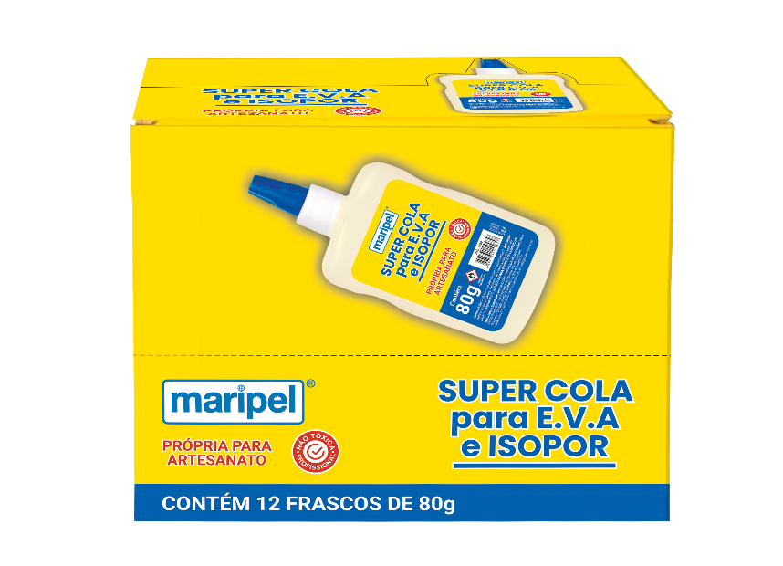 SUPER COLA PARA E.V.A. E ISOPOR - DISPLAY C 12 UNIDADES - MARIPEL